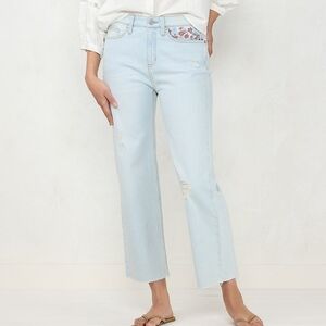 LC Perfect Vintage Super High-Waist Floral Embroidered Jeans - Size 16